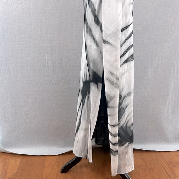 Halston Heritage women one shoulder tie-dye long caftan‎ dress gray/black size 4 - Picture 7 of 13